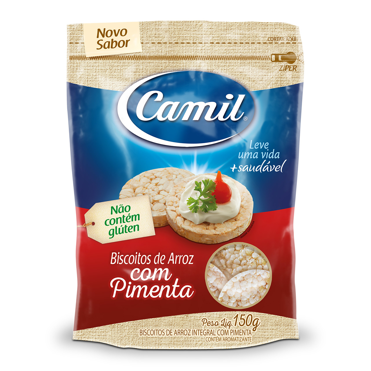 Biscoito de arroz integral sabor Pimenta